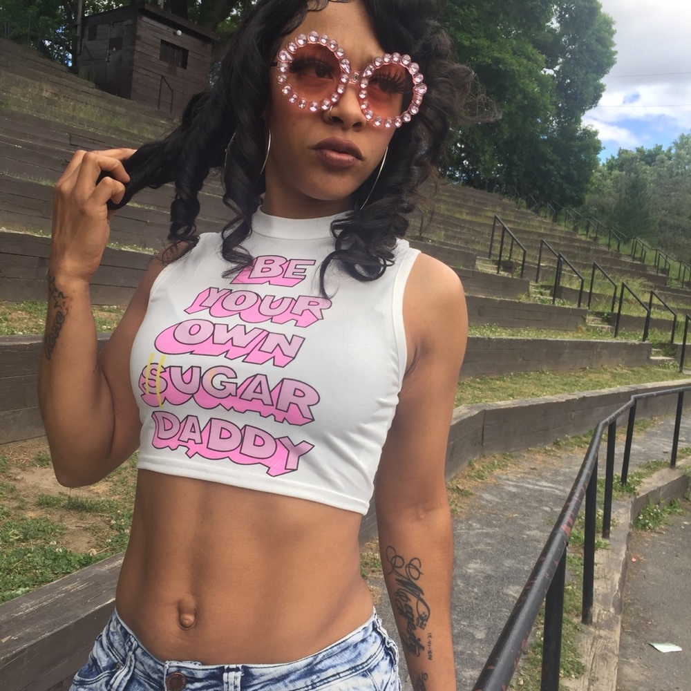 Slogan white crop top